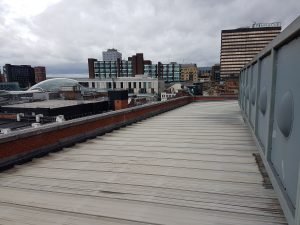 Roof view looking over Leeds from old Debenhams' building