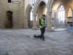 Performing GPR survey within St Peter's Church